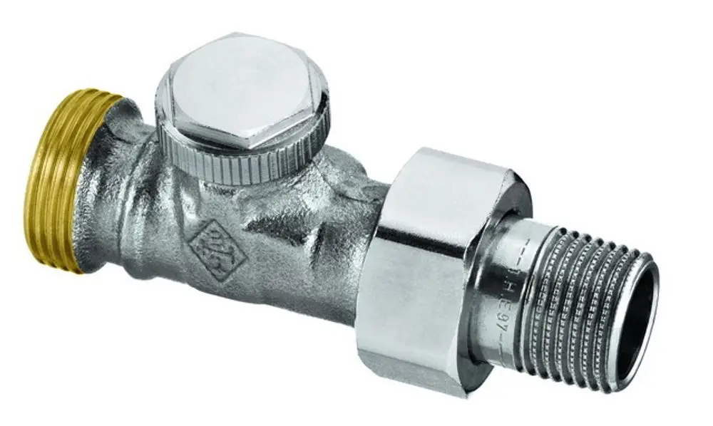 Verschraubung aus Rotguss in Durchgangsform mit zwei Anschlussgewinden, geeignet für Heizungsinstallationen, hergestellt von IMI Hydronic Engineering.